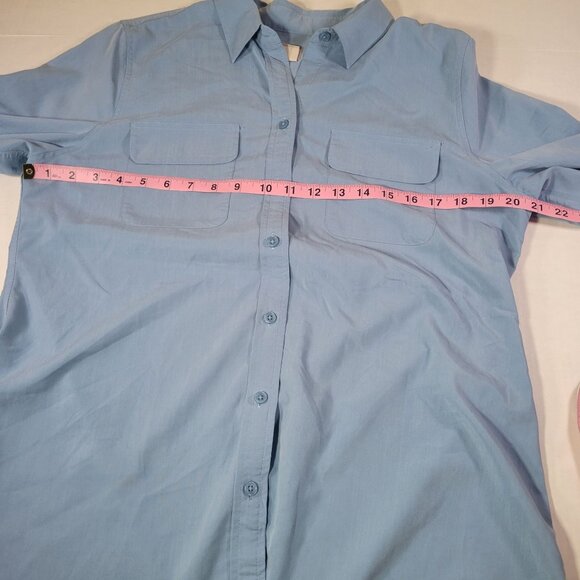Chicos Women Blue Button-Down Modal Blend Long sleeve Shirt Size 1 (S/8-10) - Picture 6 of 8